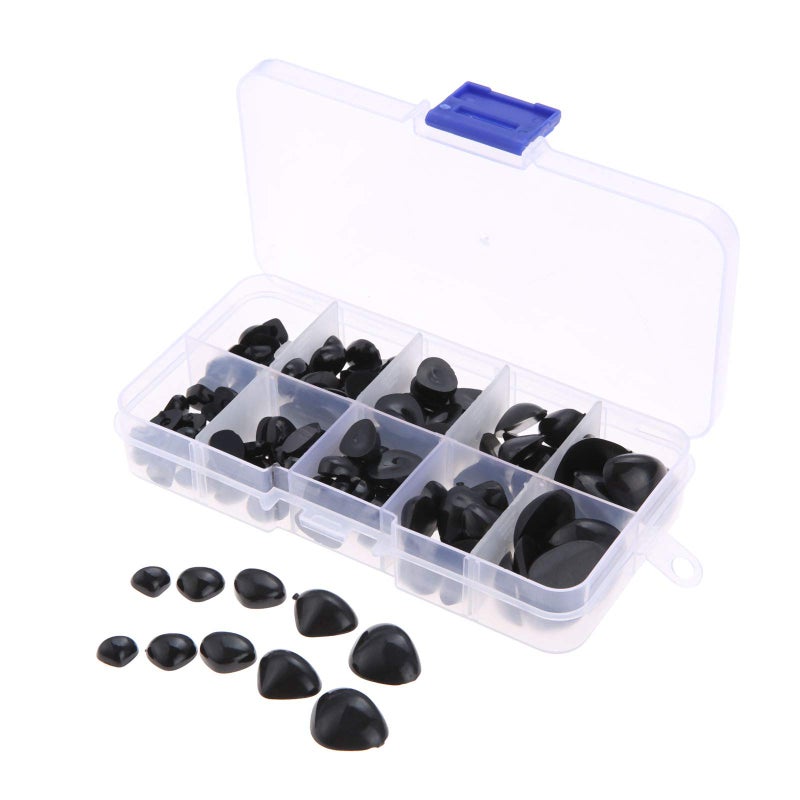 Yetaha 150PCS Plastic Nose, 5 Sizes Craft Triangle Nose for Stuffed Animals Doll Animal Plush Toys Bear Dog Puppet DIY Making, Black - Image 1